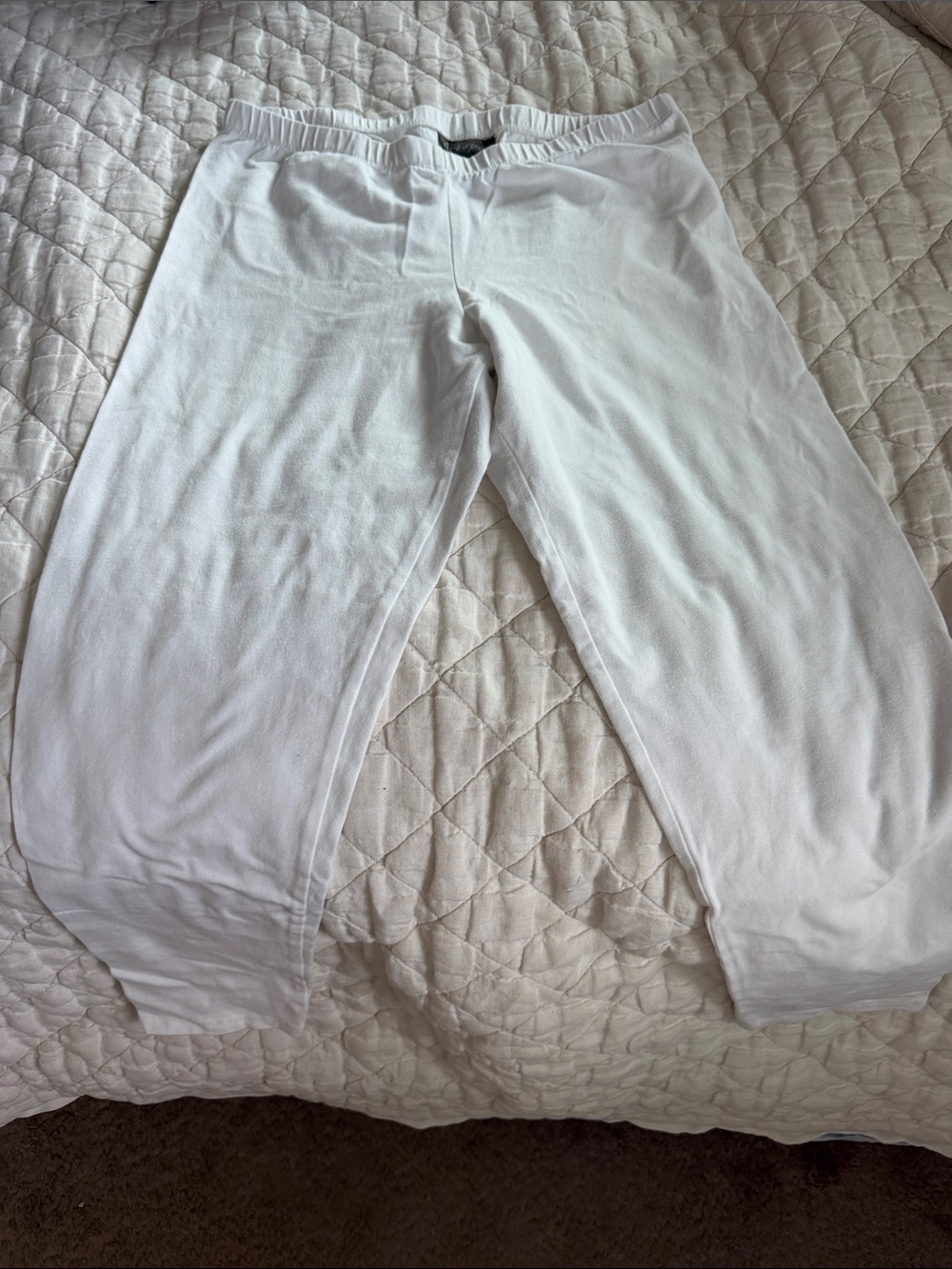 Women's White Stretch Leggings with Elastic Waist